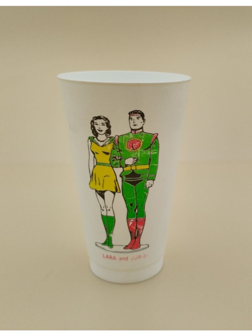 Vintage 7-Eleven Lara & Jor-El Plastic Cup 1973 Superman Collectible Made In USA